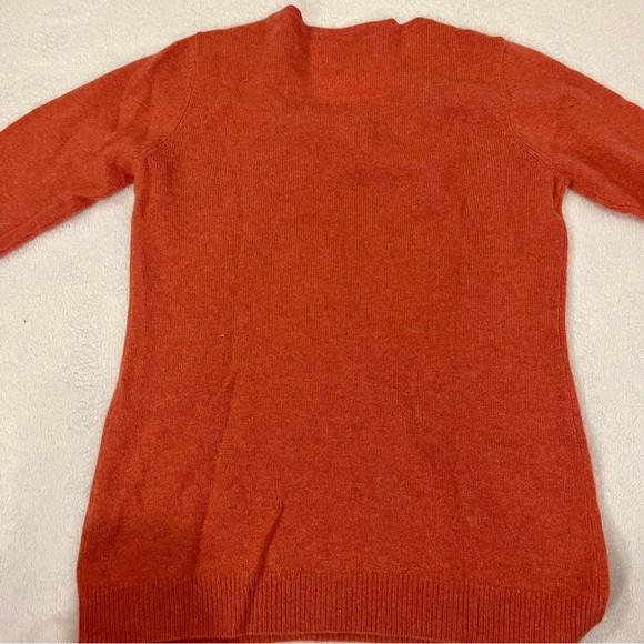 ANN TAYLOR CASHMERE Brick Orange Sweater w 3/4 Sleeves - Picture 3 of 5